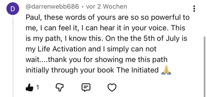 Darren W. — booked his Life Activation after reading