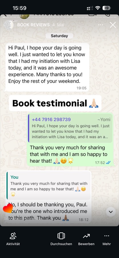 Reader message about The Initiated