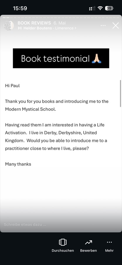 Reader message about The Initiated