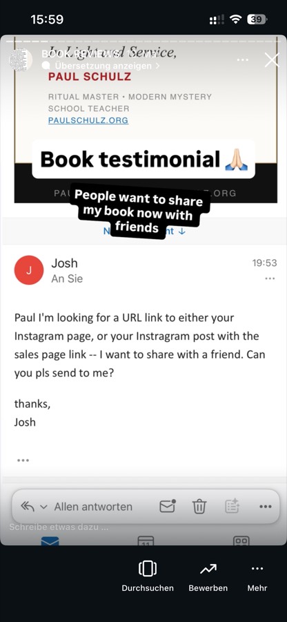 Reader message about The Initiated