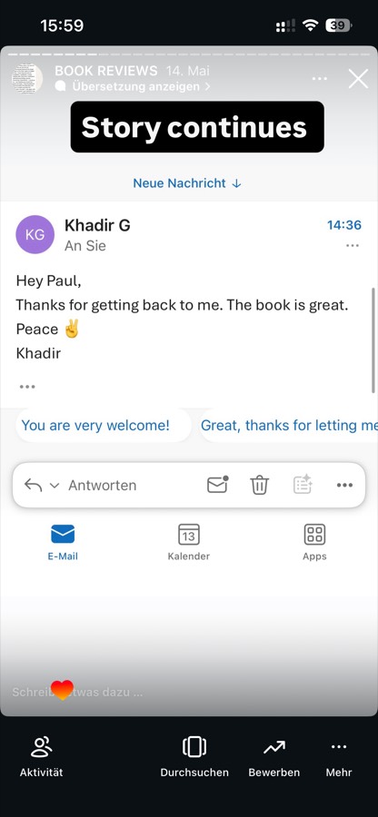 Reader message about The Initiated