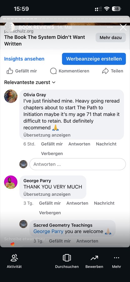 Reader message about The Initiated