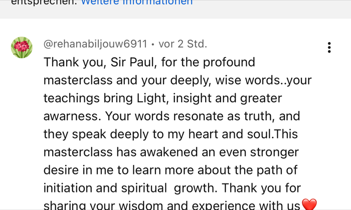 Rehana B. — public YouTube comment after the Masterclass